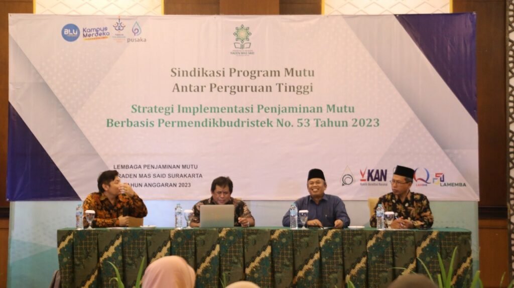Lembaga Penjaminan Mutu Menyelenggarakan Sindikasi Program Mutu Antar Perguruan Tinggi Strategi Implementasi Penjaminan Mutu Berbasis Permendikbudristek No. 53 Tahun 2023.